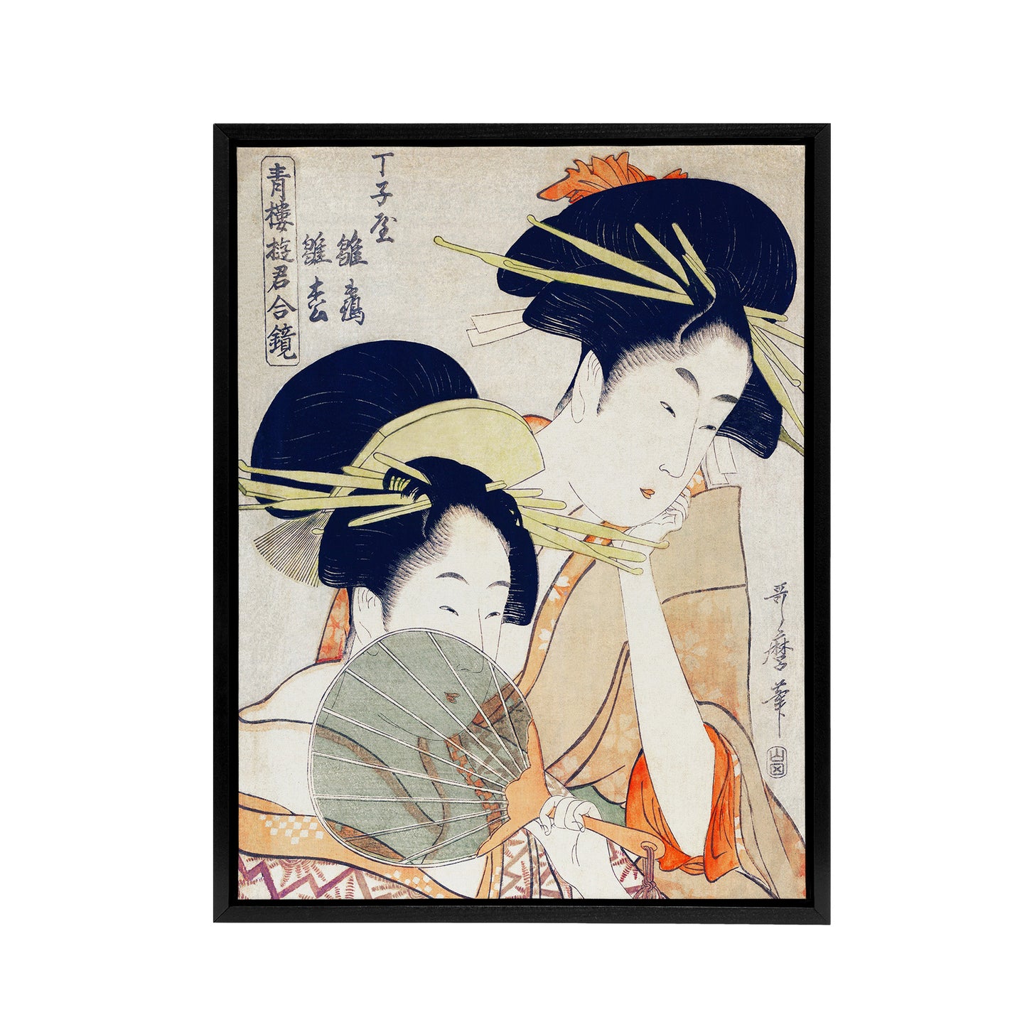 Women Courtesans Portrait Framed Canvas Wall Art Print Utamaro Kitagawa