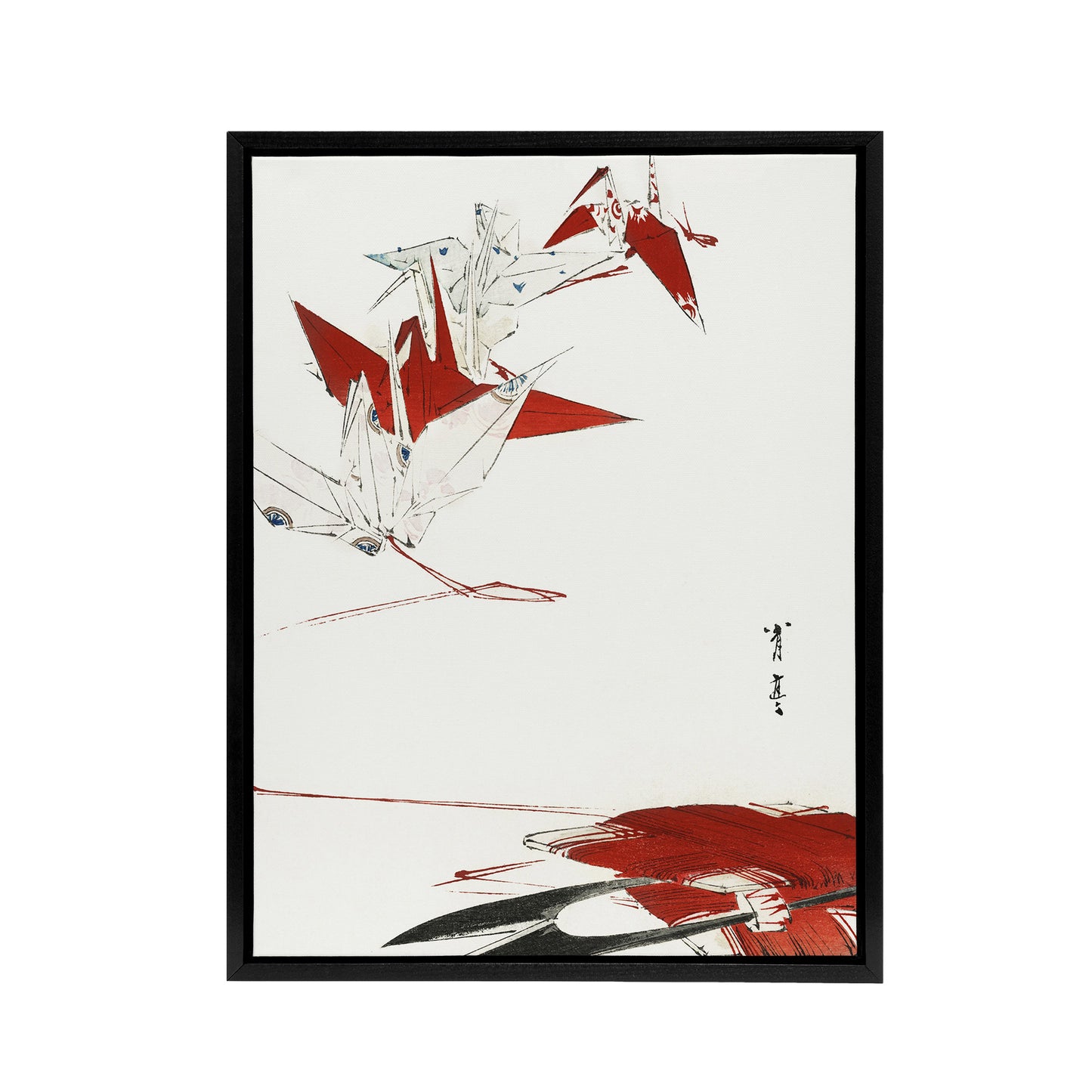 Bird Origami Crane Kachoga Framed Canvas Wall Art Print Watanabe Seitei