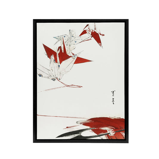 Bird Origami Crane Kachoga Framed Canvas Wall Art Print Watanabe Seitei