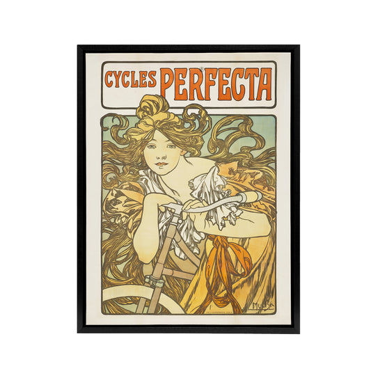 Cycles Perfecta Vintage Bike Advert Framed Canvas Wall Art Print Mucha