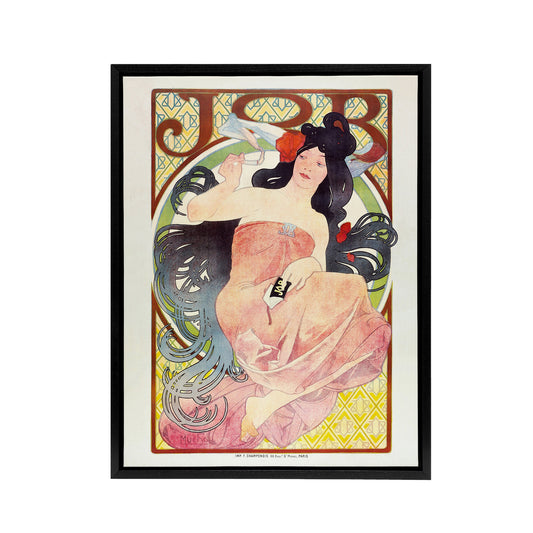 Art Nouveau Vintage Job Paper Advert Framed Canvas Wall Art Print Mucha