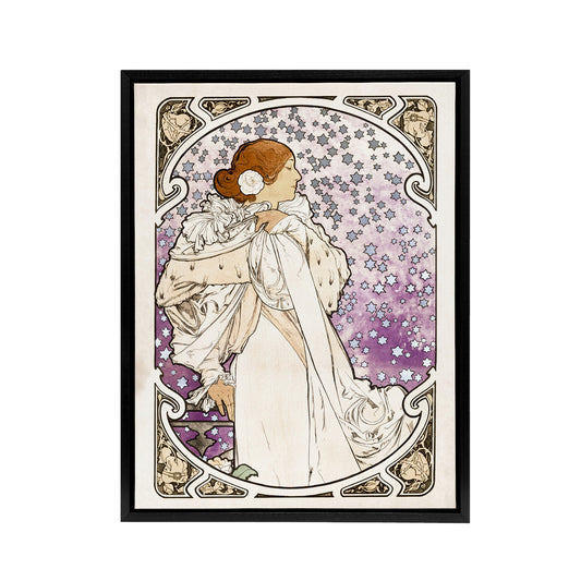 Lady of Camellias Theatre Portrait Framed Canvas Wall Art Print Mucha