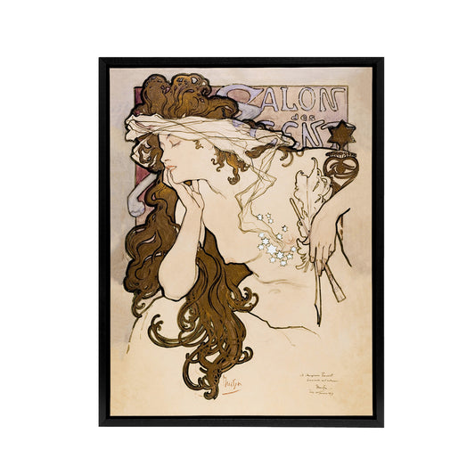 Salon des Cent Vintage French Drawing Framed Canvas Wall Art Print Mucha