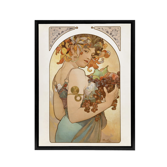 Woman With Fruit Art Nouveau France Framed Canvas Wall Art Print Mucha
