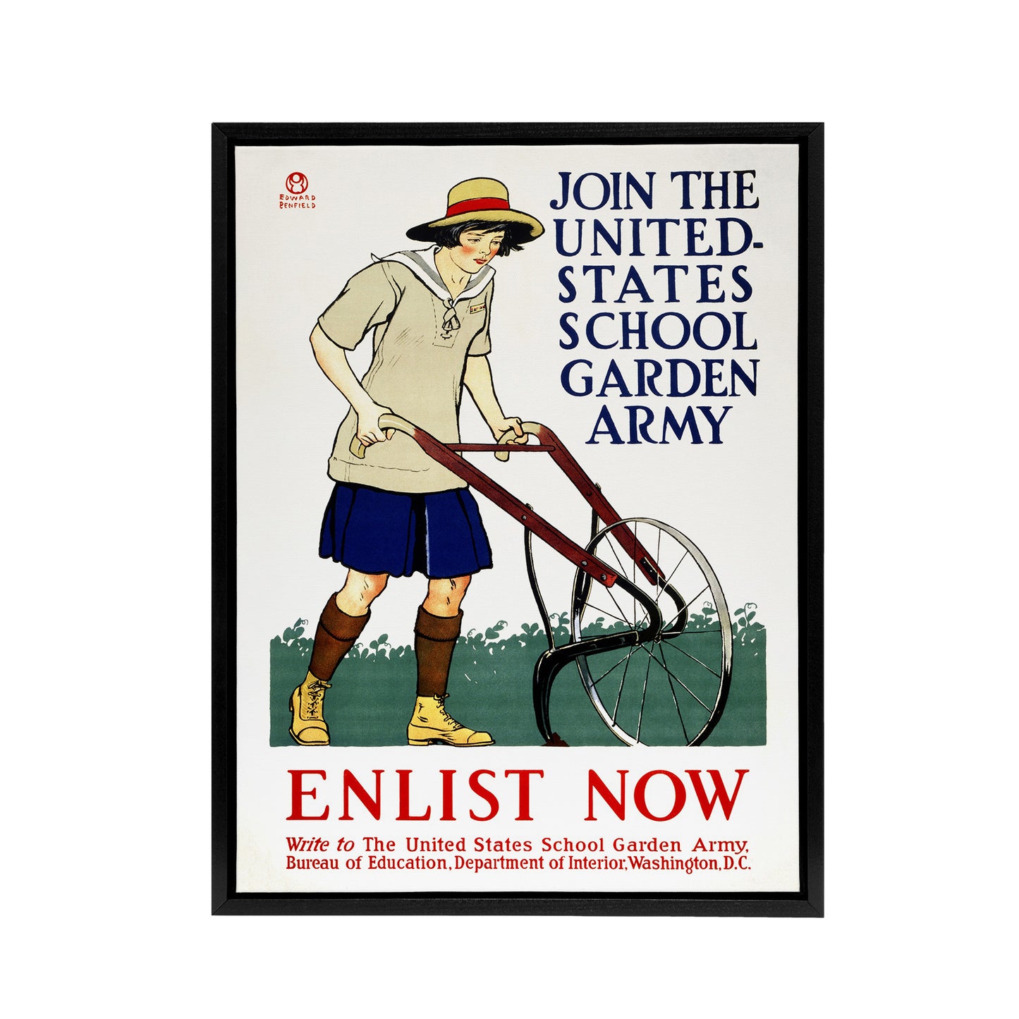 United States School Garden Army Framed Canvas Wall Art Print E Penfield