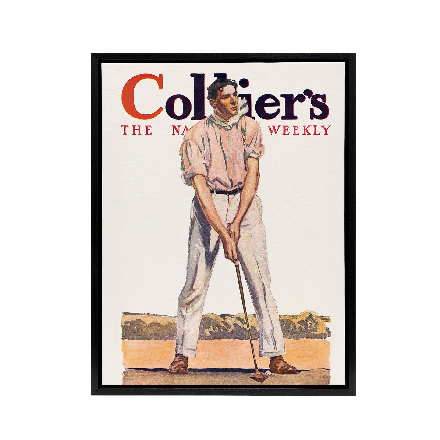 Vintage Magazine Cover Golfer Framed Canvas Wall Art Print E Penfield