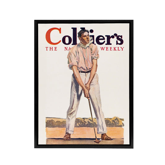 Vintage Magazine Cover Golfer Framed Canvas Wall Art Print E Penfield