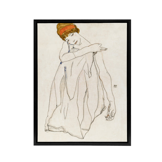 Female Dancer Line Art Drawing Framed Canvas Wall Art Print Egon Schiele