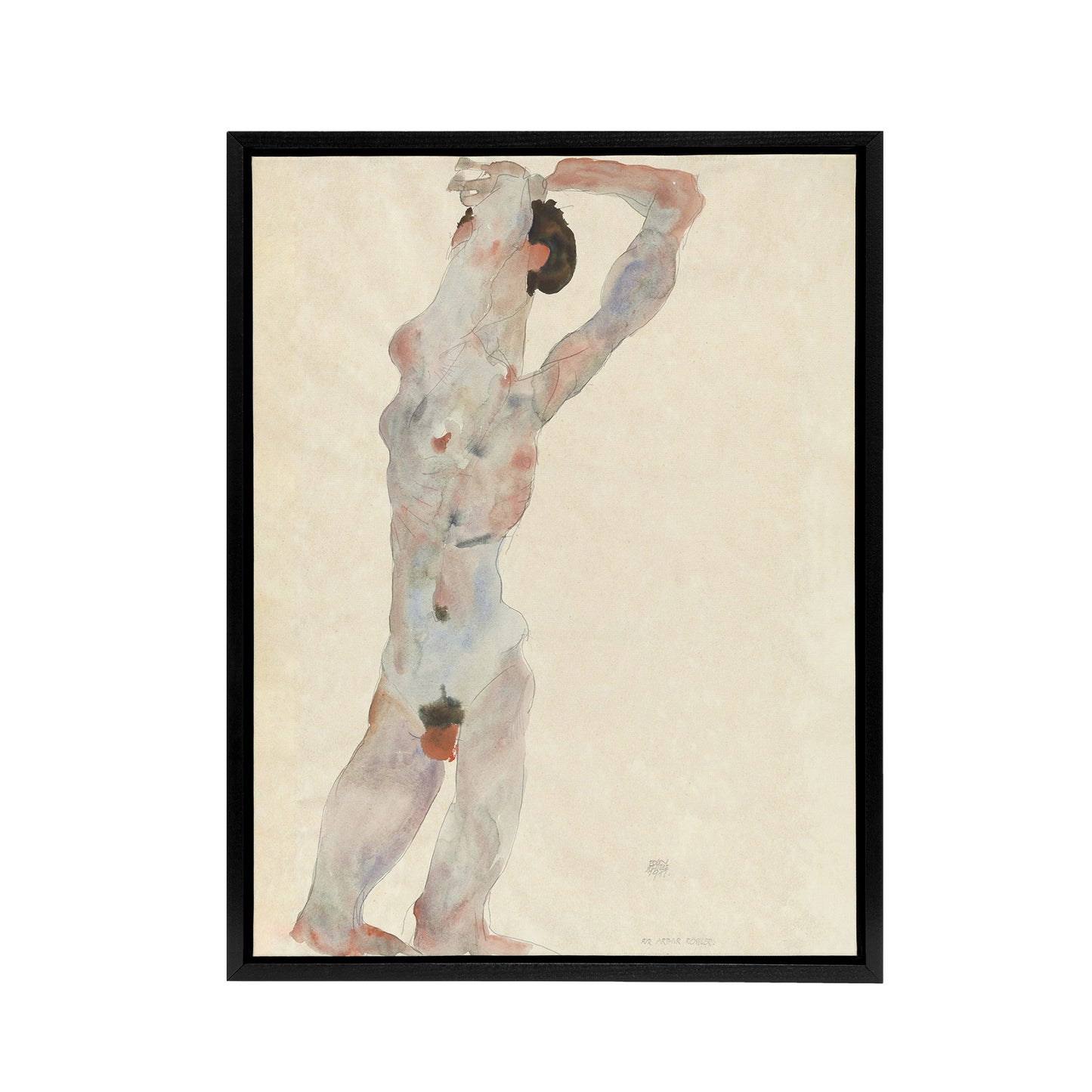 Male Nude Expressionist Painting Framed Canvas Wall Art Print Schiele