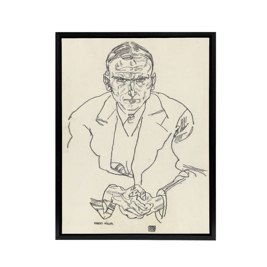 Robert Muller Line Art Portrait Framed Canvas Wall Art Print Schiele