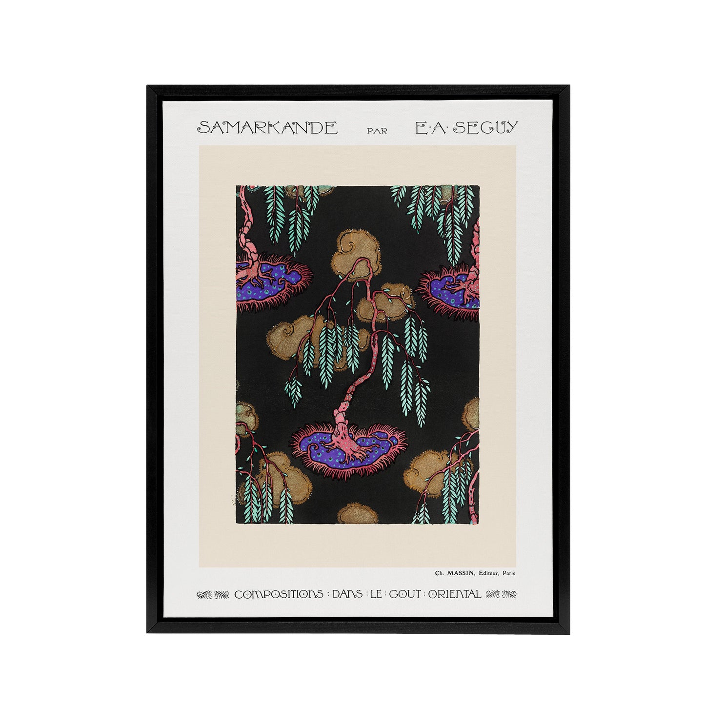 Tree Vibrant Pochoir Pattern Framed Canvas Wall Art Print Eugene Seguy