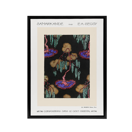 Tree Vibrant Pochoir Pattern Framed Canvas Wall Art Print Eugene Seguy