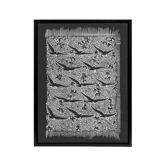 Flock of Birds Plant Motif Framed Canvas Wall Art Print Dijsselhof