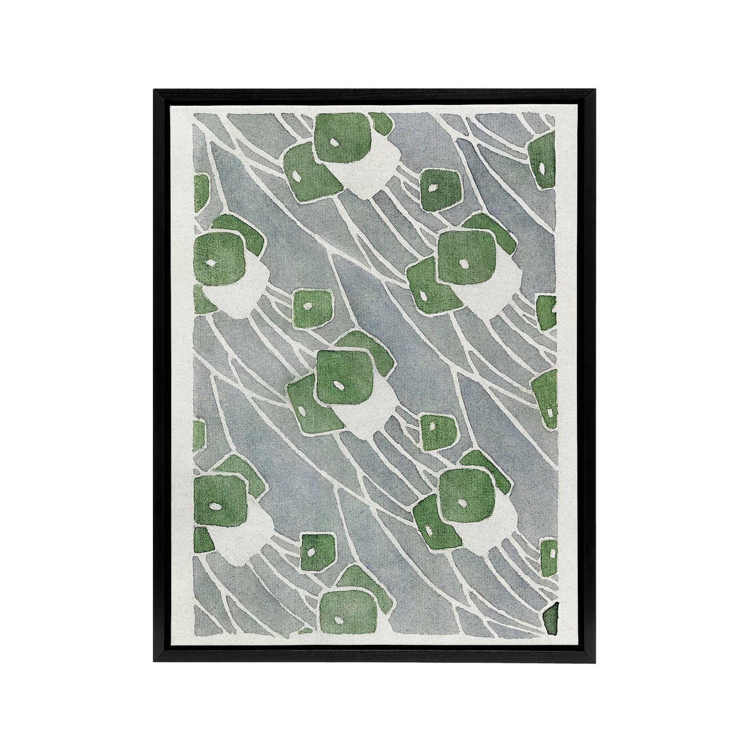 Green Geometric Pattern Framed Canvas Wall Art Print Overbeck
