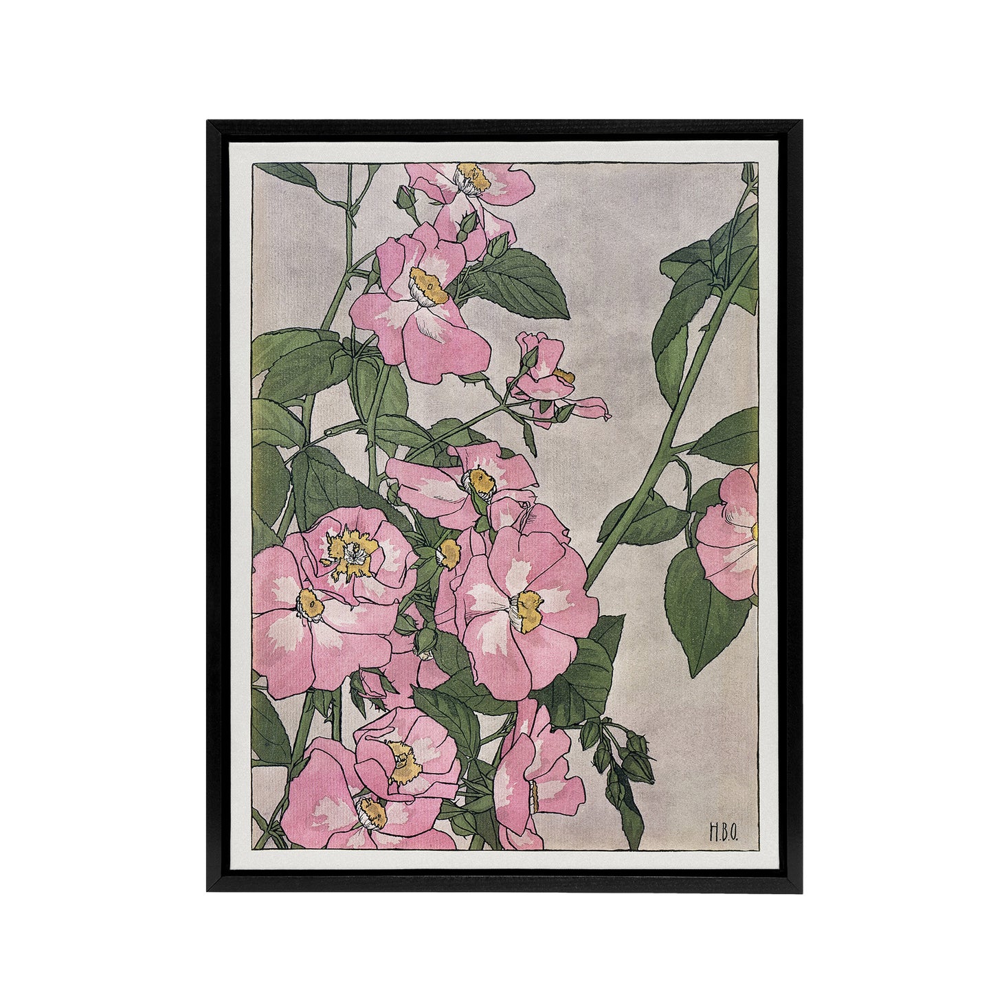 Prairie Rose Flowers Framed Canvas Wall Art Print Hannah Borger Overbeck