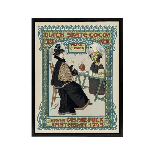 Dutch Skate Cocoa Advert Framed Canvas Wall Art Print Georg van Caspel