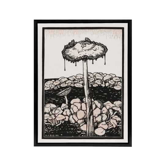Dripping Mushroom Painting Framed Canvas Wall Art Print Julie de Graag