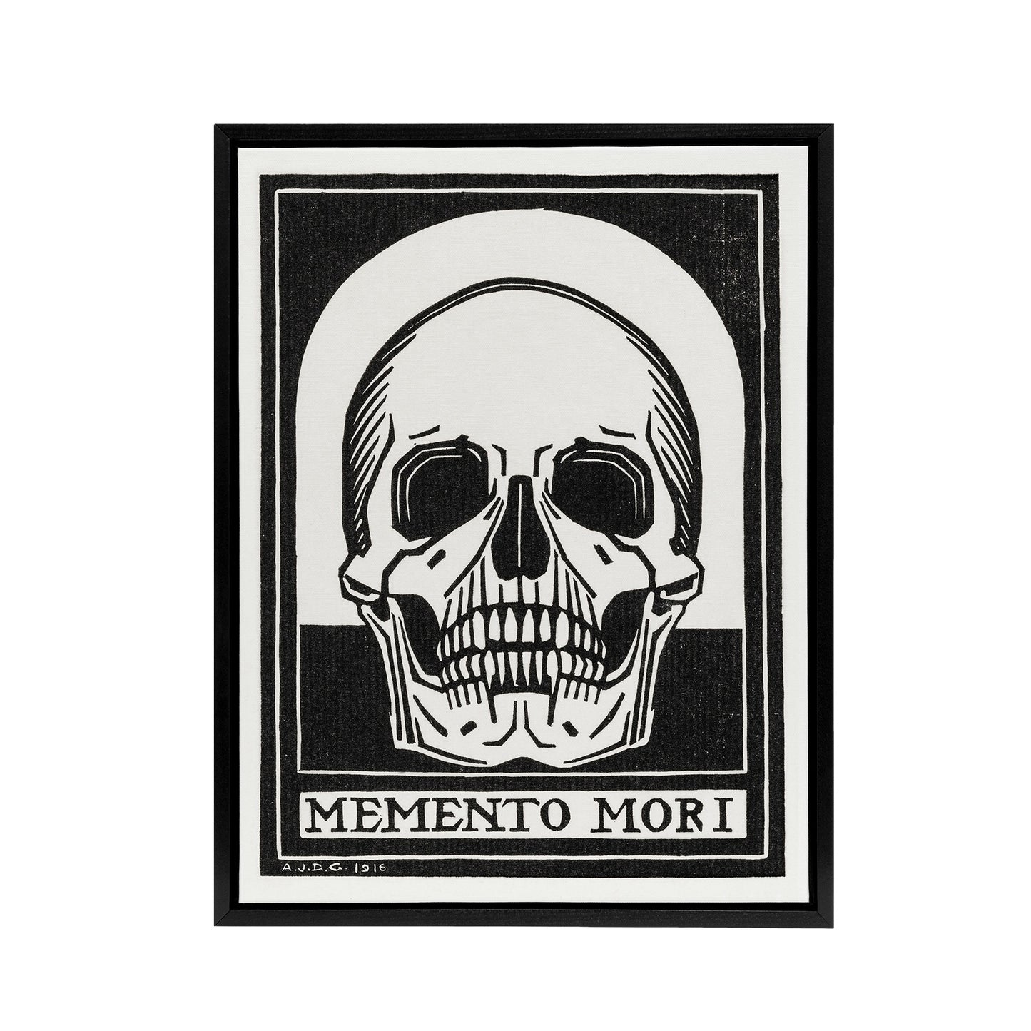Memento Mori Skull Black and White Framed Canvas Wall Art Print de Graag
