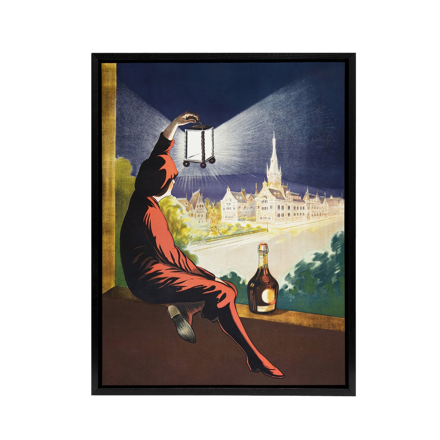 Benedictine Wine Vintage Advert Framed Canvas Wall Art Print Cappiello