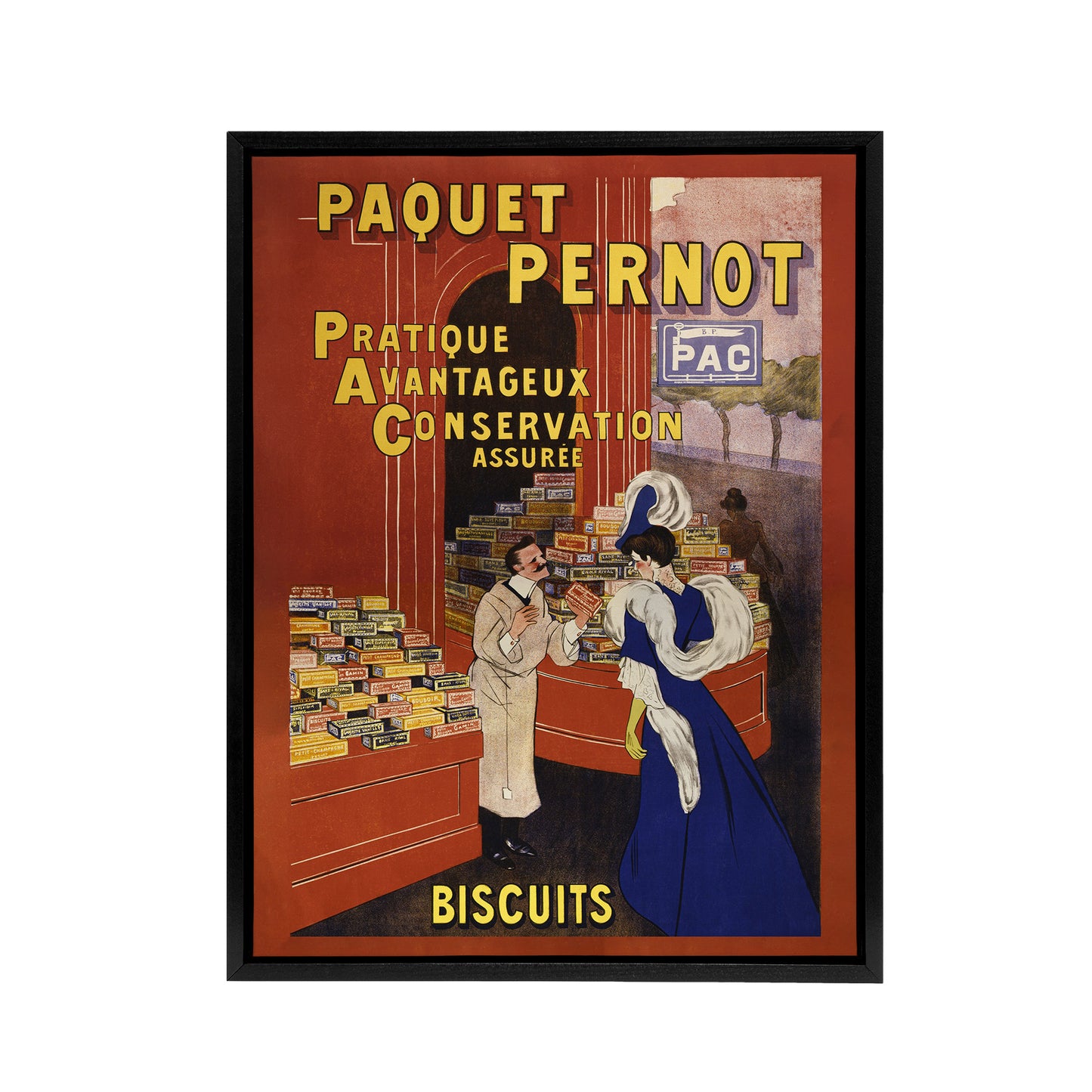Biscuits Pernot Vintage Advert Framed Canvas Wall Art Print Cappiello
