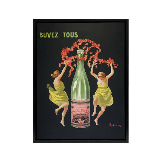 Drink All Cachat Vintage Ad Framed Canvas Wall Art Print Cappiello