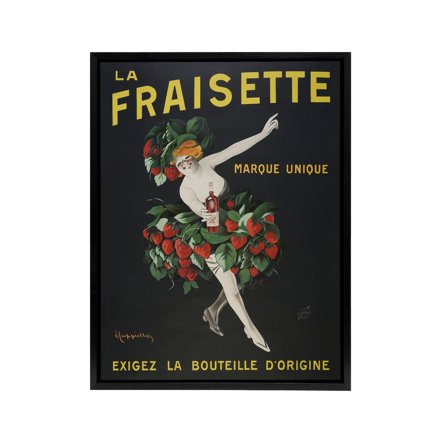 Fraisinette Strawberry Liqueur Vintage Ad Framed Canvas Wall Art Print