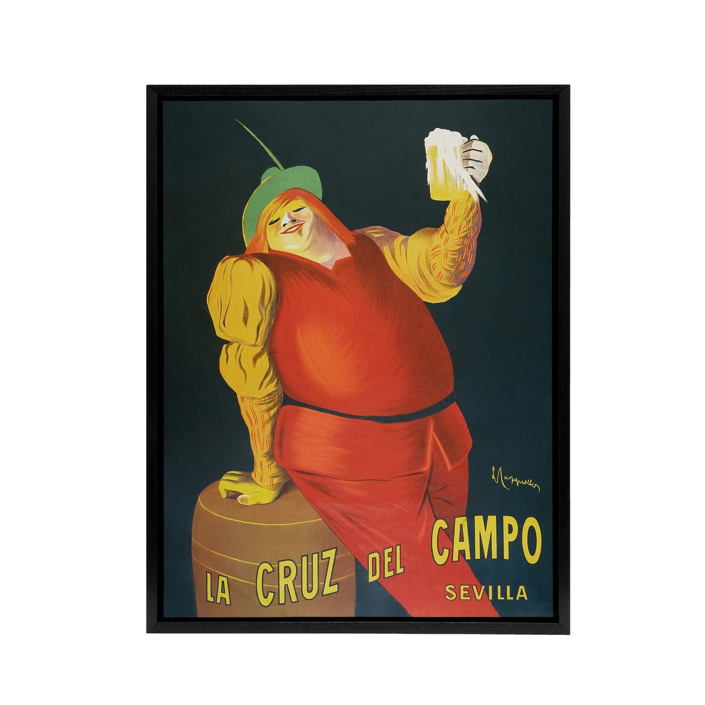 La Cruz del Campo Beer Vintage Ad Framed Canvas Wall Art Print Cappiello