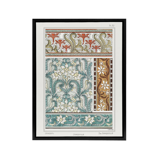 Daffodil Floral Framed Canvas Wall Art Print Vintage Floral Verneuil