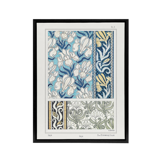 Iris Flower Framed Canvas Wall Art Print Vintage Floral Verneuil