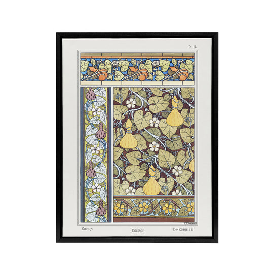 White Flower Gourd Floral Patterns Framed Canvas Wall Art Print Verneuil