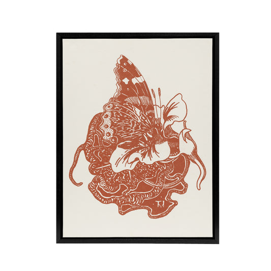 Butterfly on Nasturtium Flower Framed Canvas Wall Art Print van Hoytema