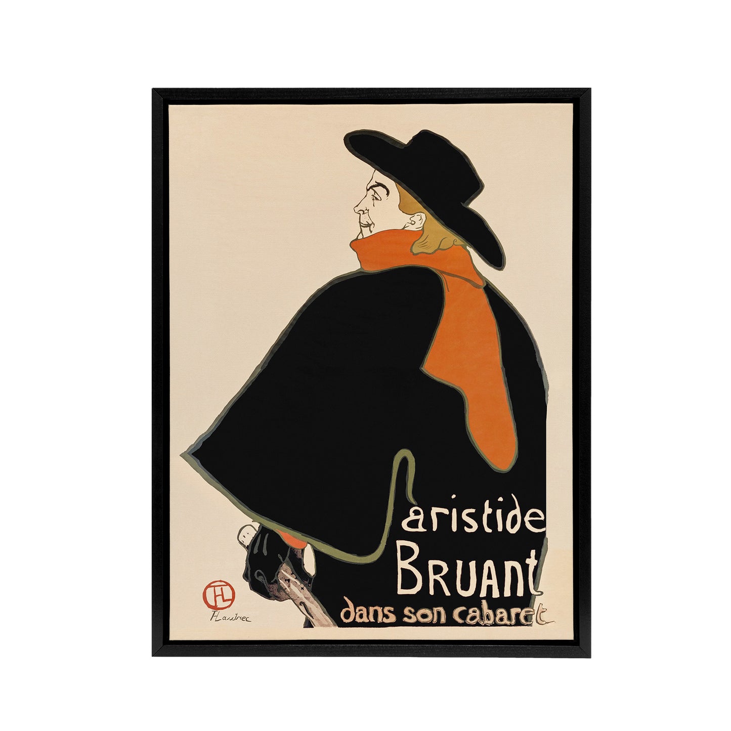 Aristide Bruant in his Cabaret Framed Canvas Wall Art Print Lautrec