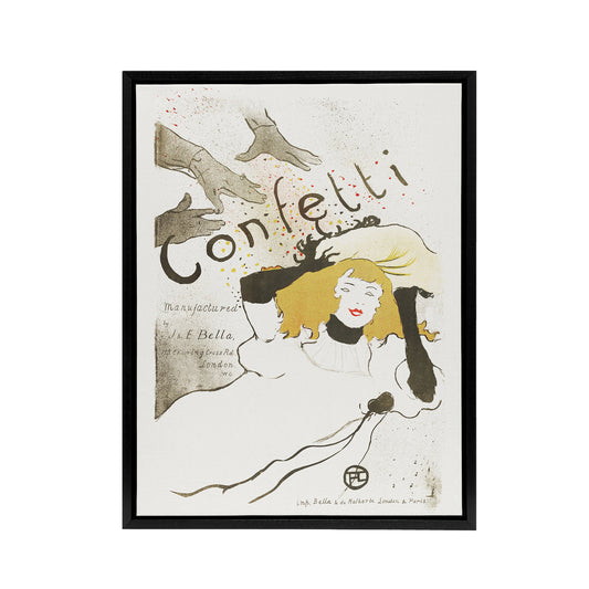 Confetti Vintage French Advert Framed Canvas Wall Art Print Lautrec