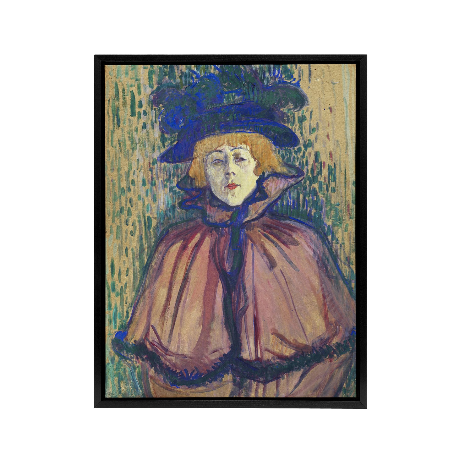Jane Avril Portrait with Hat Framed Canvas Wall Art Print Lautrec