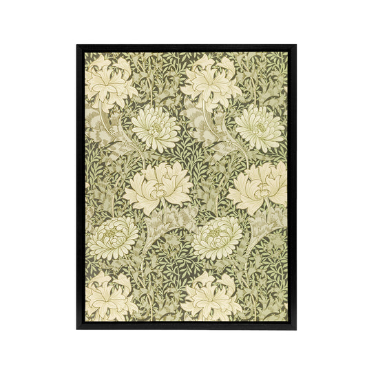 Chrysanthemum Flower Pattern Framed Canvas Wall Art Print William Morris