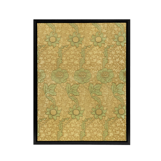 Kennet Floral Pattern Orange Green Framed Canvas Wall Art Print Morris