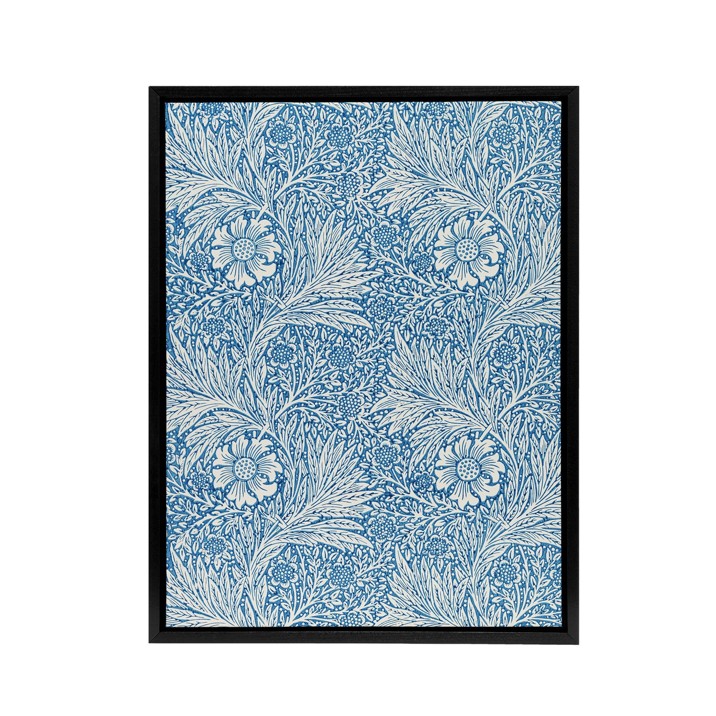 Marigold Flower Blue Pattern Framed Canvas Wall Art Print William Morris