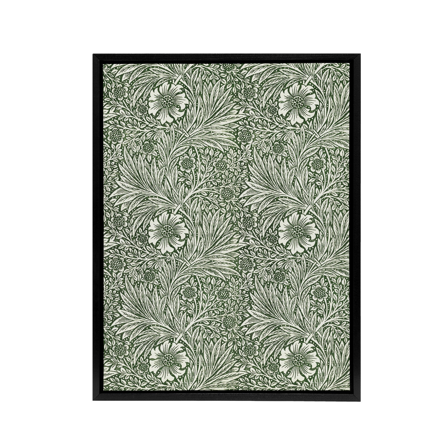 Marigold Flower Green Pattern Framed Canvas Wall Art Print W. Morris
