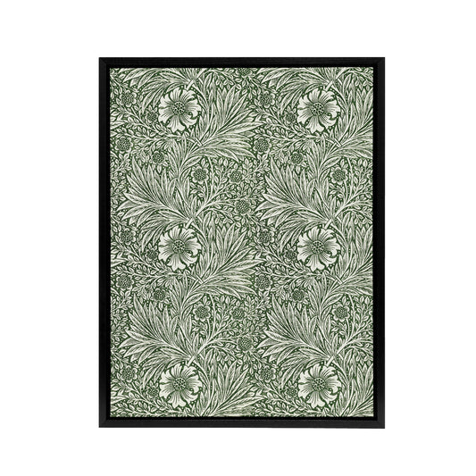 Marigold Flower Green Pattern Framed Canvas Wall Art Print W. Morris