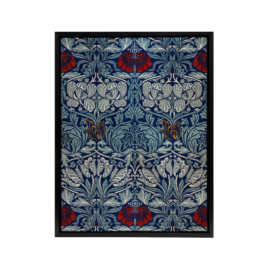 Tulip and Rose Floral Pattern Framed Canvas Wall Art Print W. Morris