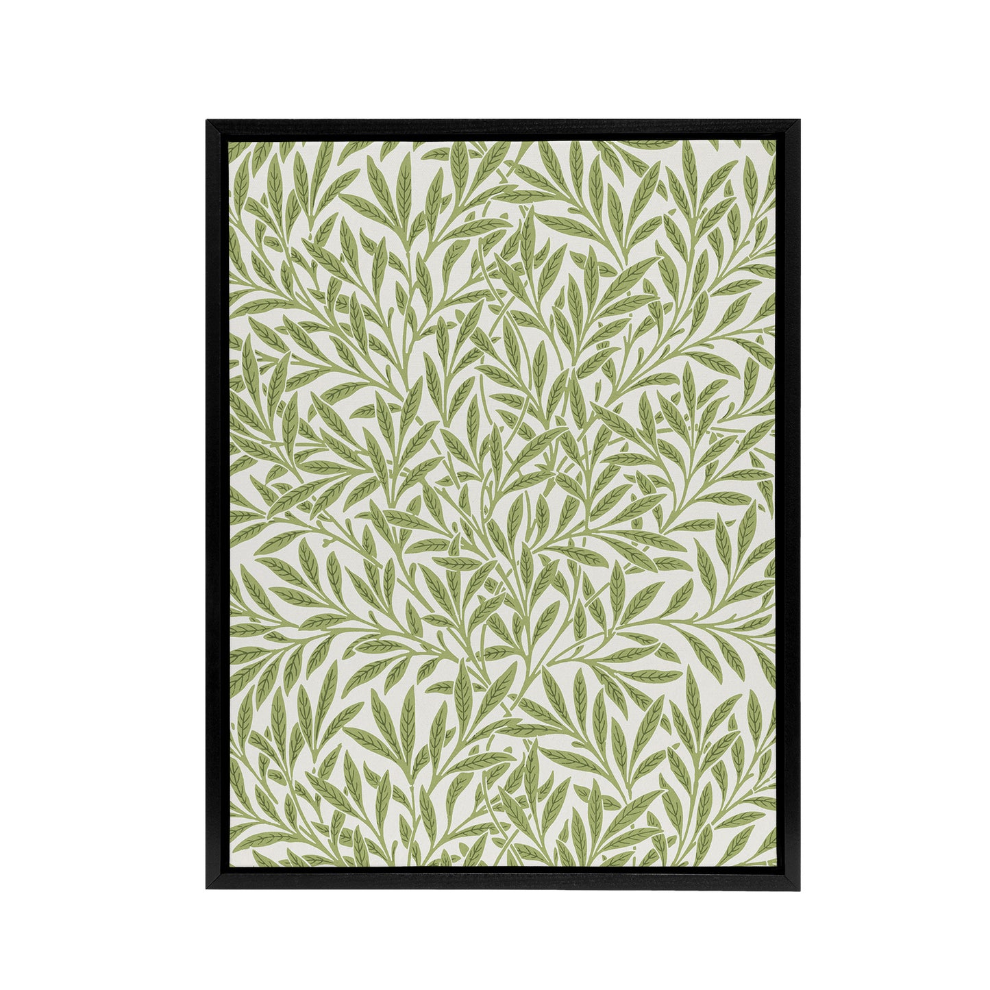 Willow Leaves Bright Pattern W. Morris Vintage Framed Canvas Wall Art