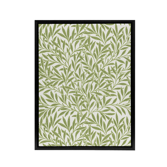 Willow Leaves Bright Pattern W. Morris Vintage Framed Canvas Wall Art