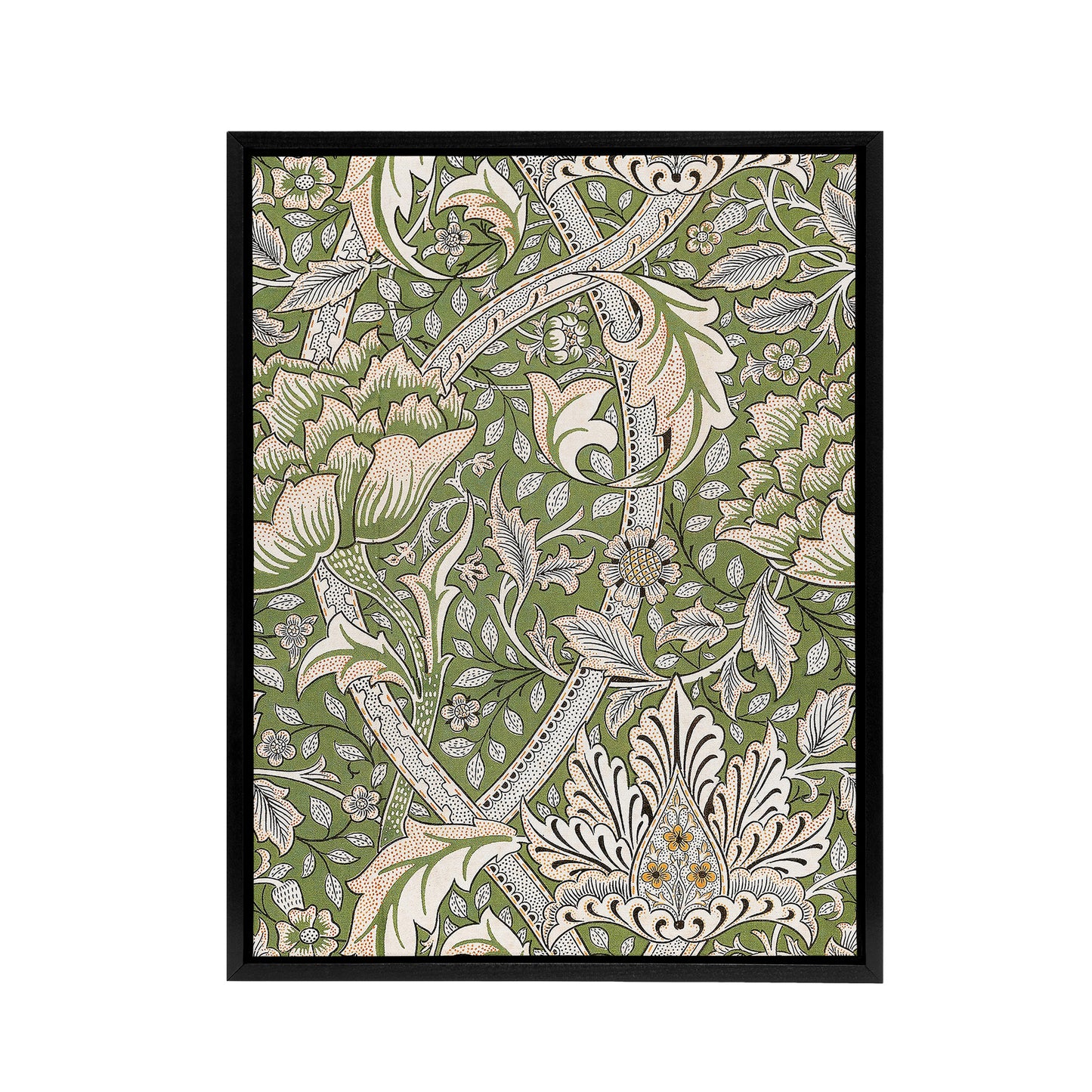 Windrush Floral Filigree Pattern Morris Vintage Framed Canvas Wall Art