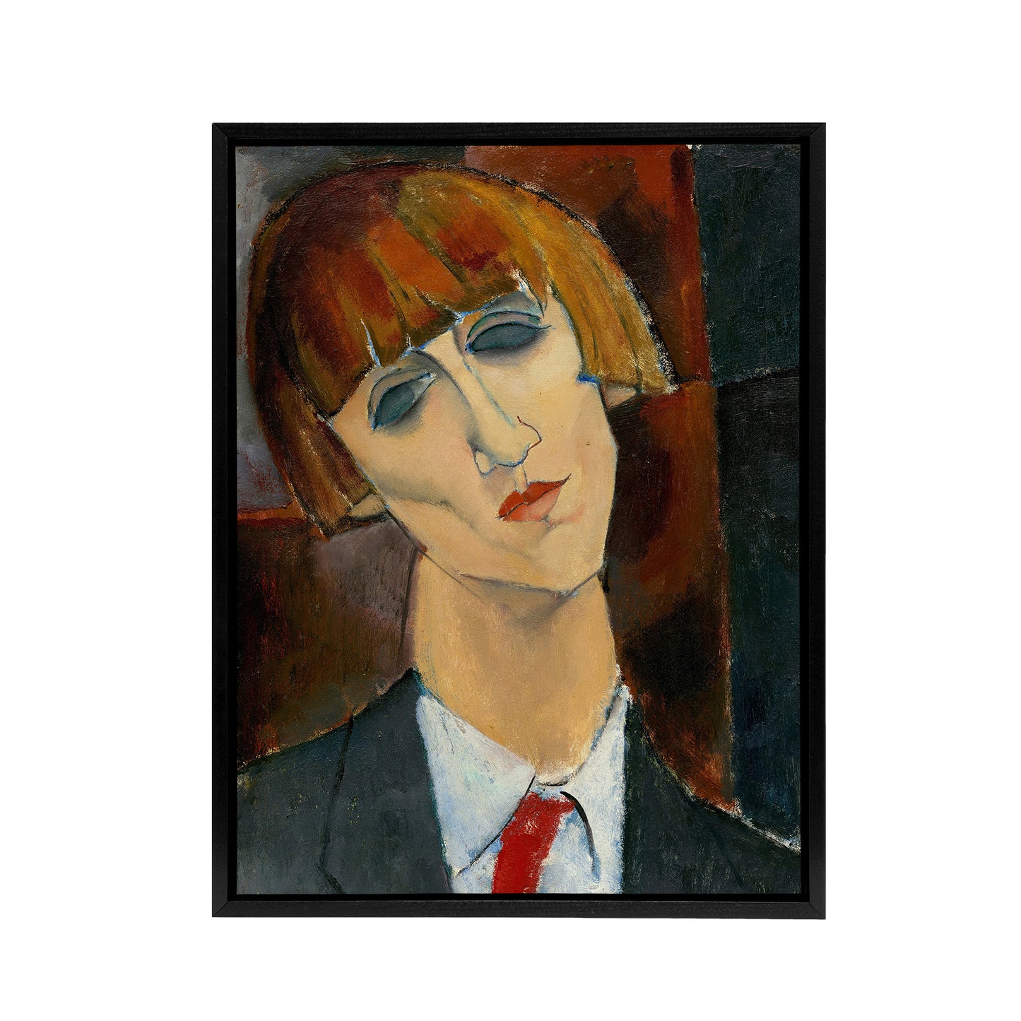 Madame Kisling Portrait Modigliani Vintage Black Framed Canvas Wall Art
