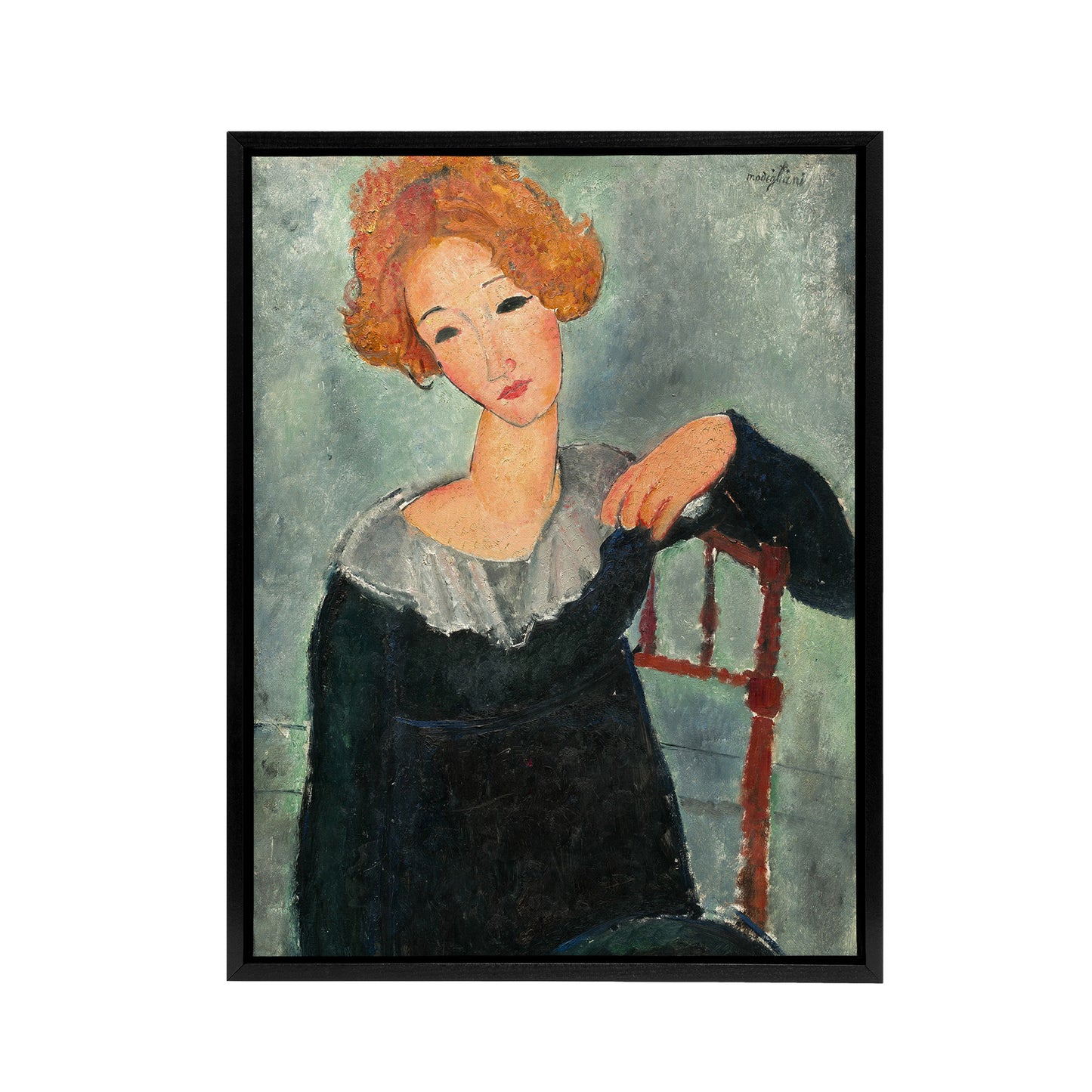 Woman with Red Hair Portrait Modigliani Vintage Framed Canvas Wall Art