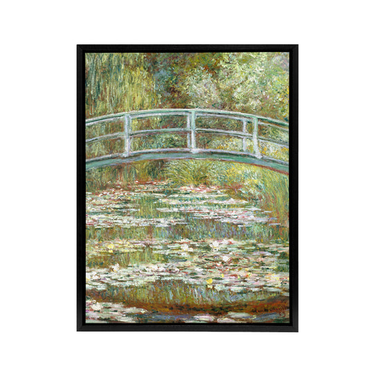 Bridge over a Pond of Water Lilies Monet Vintage Framed Canvas Wall Art