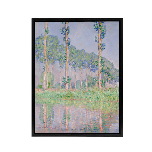 Poplars Pink Effect Landscape Monet Vintage Black Framed Canvas Wall Art