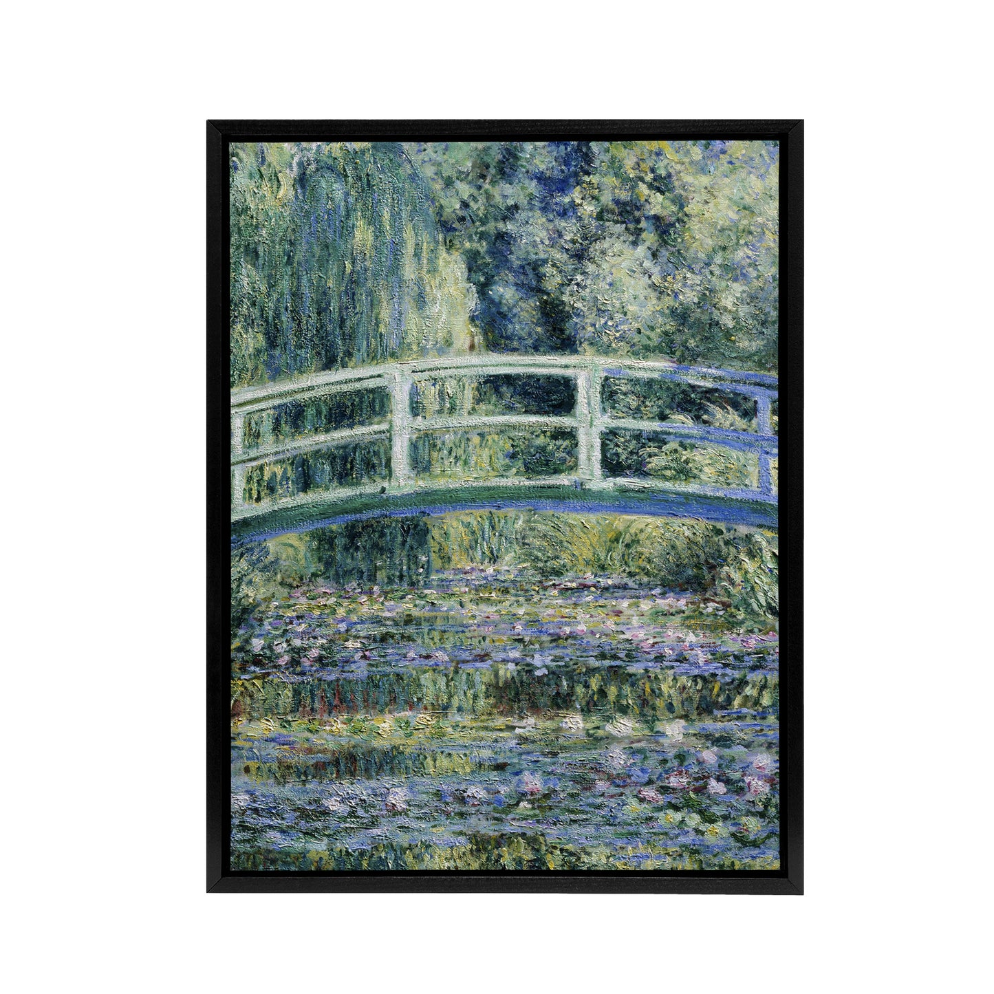 Water Lilies and Japanese Bridge Monet Vintage Framed Canvas Wall Art