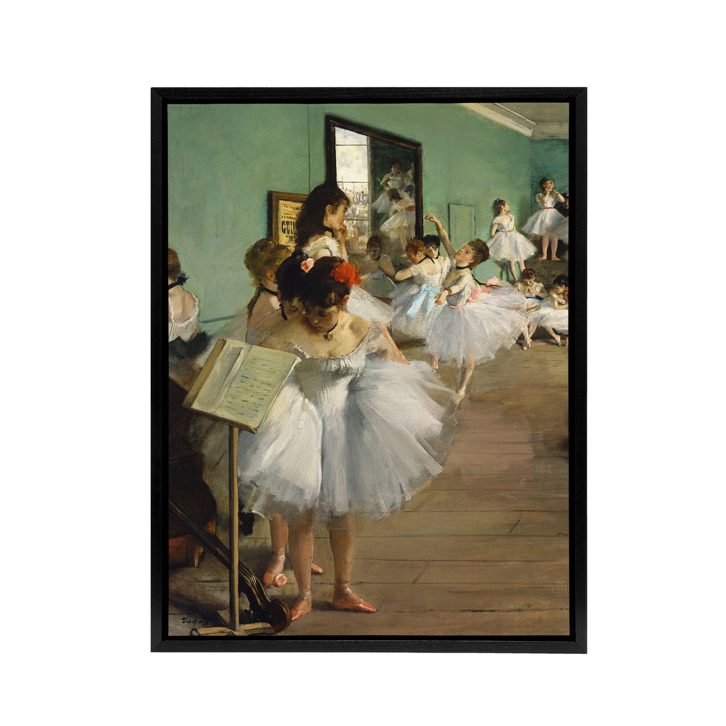 The Dance Class Ballet Studio Degas Vintage Black Framed Canvas Wall Art