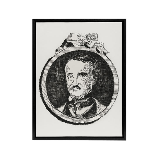 Edgar Allan Poe Portrait Manet Vintage Black Framed Canvas Wall Art